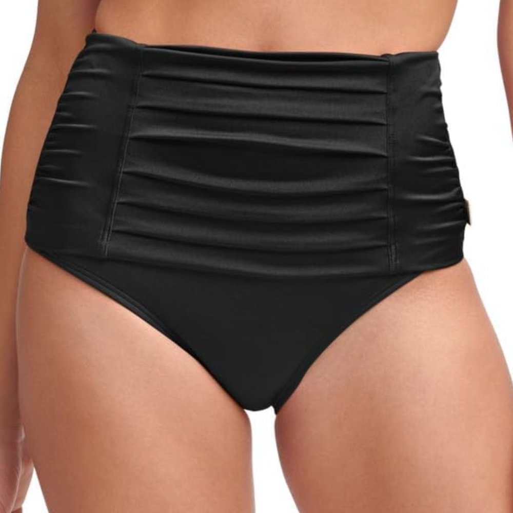 Calvin Klein Pleated High-Waist Bikini Bottoms  Size Small